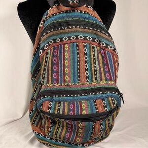 Multicolor Striped Woven Women’s Backpack